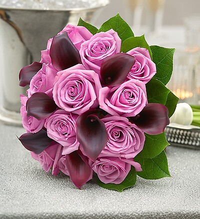 Purple Elegance Rose and Mini Calla Lily Bouquet